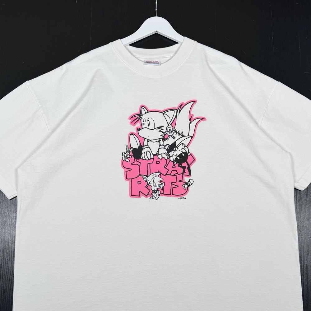 + Stray Rats x Sega Collaboration Tails & Friends Shirt  -White Pink Black - XXL
